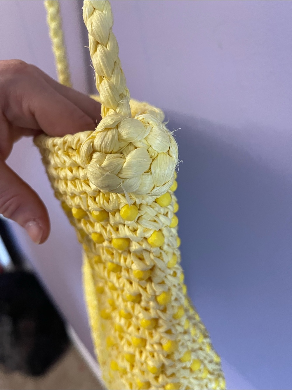 Magid Handmade beaded Yellow Crochet Shoulder Bag